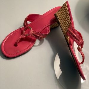 Lilly Pulitzer pink wedge sandals